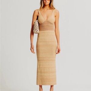 Torn by Ronny Kobo Beige Knit Maxi Dress